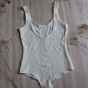 White Shinestar Tank Neckline Bodysuit